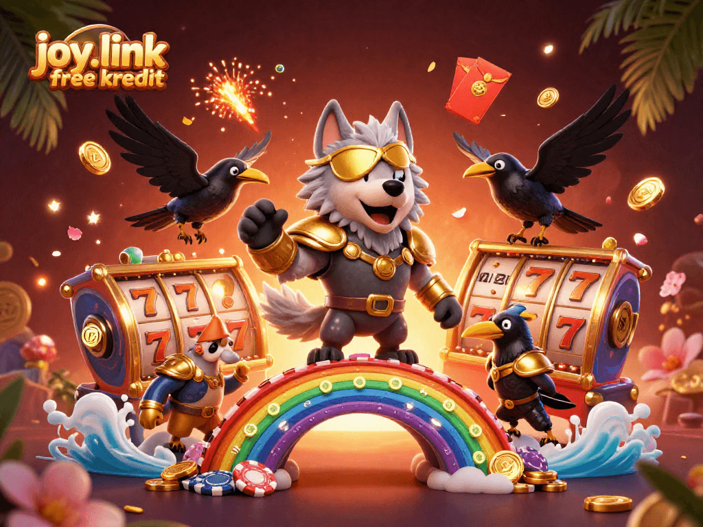 Win big with joy.link free kredit in this 3D casino scene featuring Norse mythology elements.