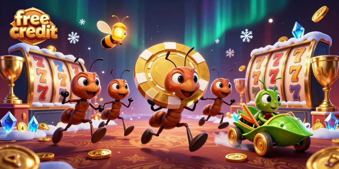 Experience the thrill of free credit as ants embark on a heist in a vibrant casino world.