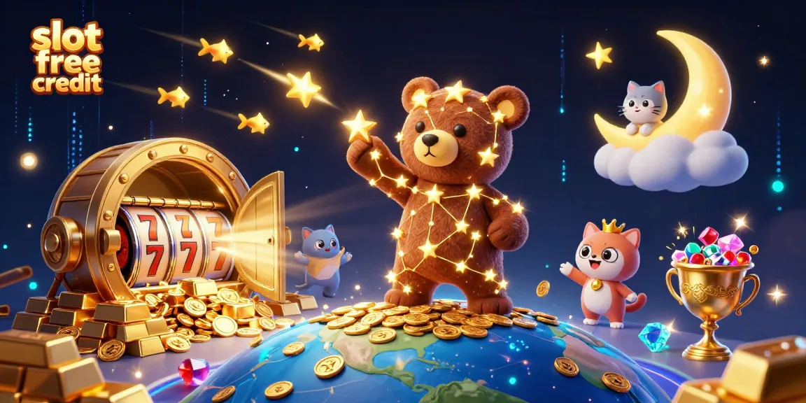 Spin slots with stunning slot free credit opportunities featuring a constellation bear and a treasure vault.