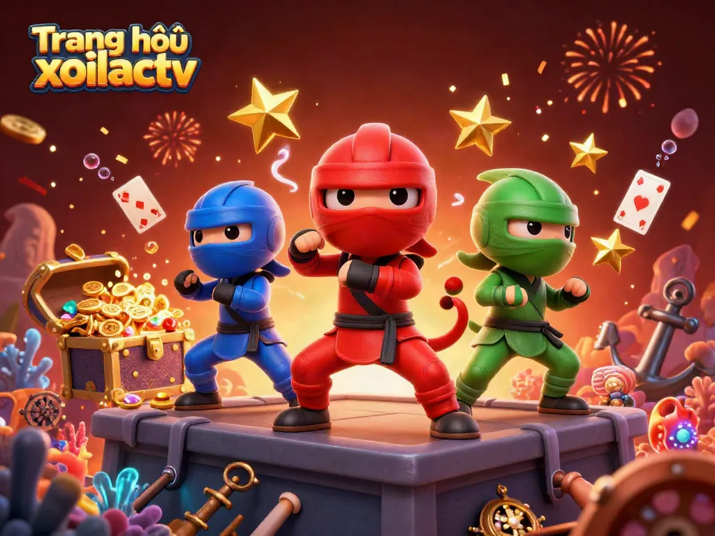 Experience the vibrant action of Trang chủ xoilactv with chameleon ninjas amidst casino treasures.