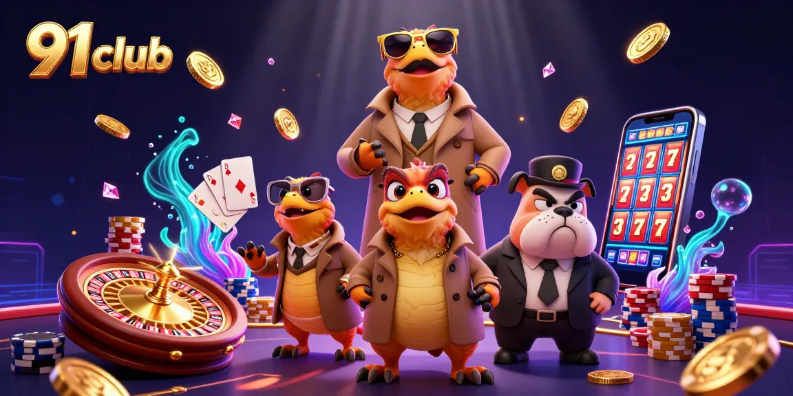 Experience thrilling gameplay with the 91 club as raptors sneak into a casino lounge.