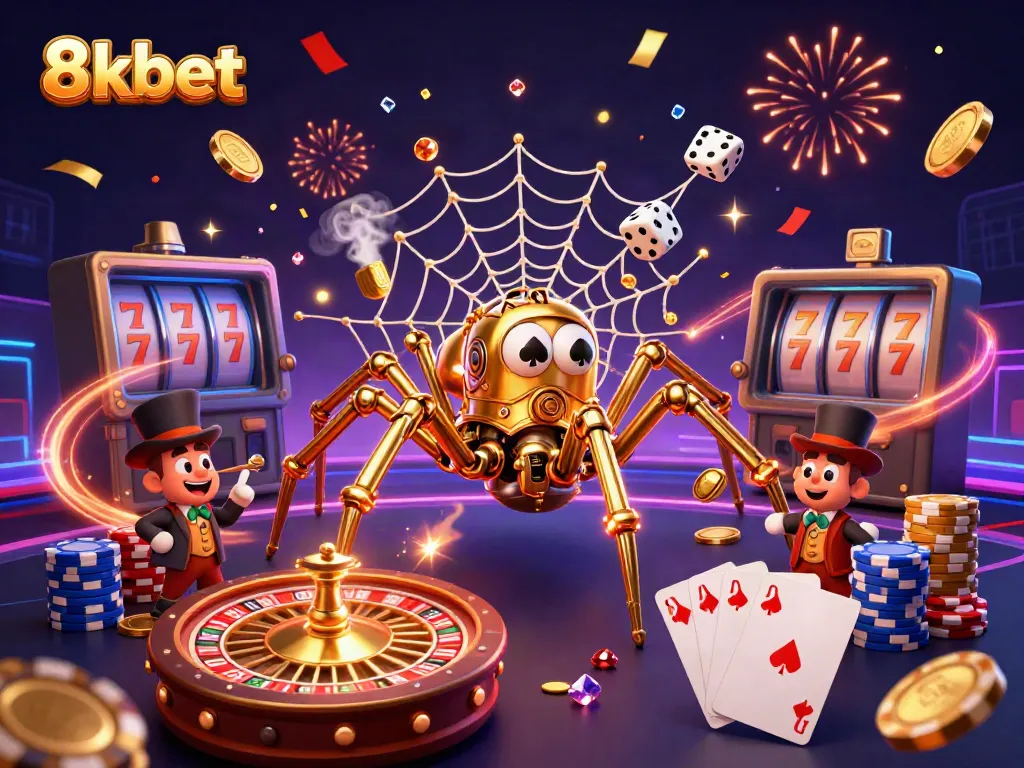 Experience the thrill of 8kbet with a dynamic illustration of steampunk elements and casino games.