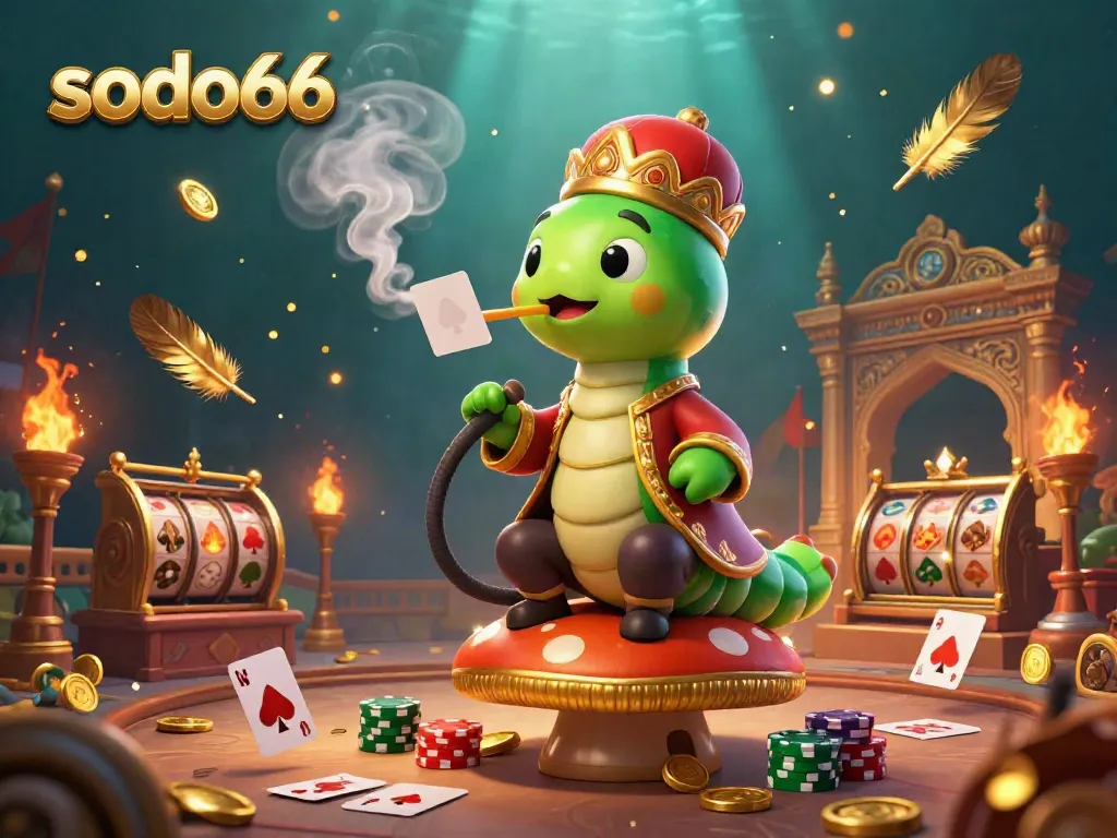 Join the fun at sodo66 with this vibrant casino scene filled with poker cards and gambling excitement.