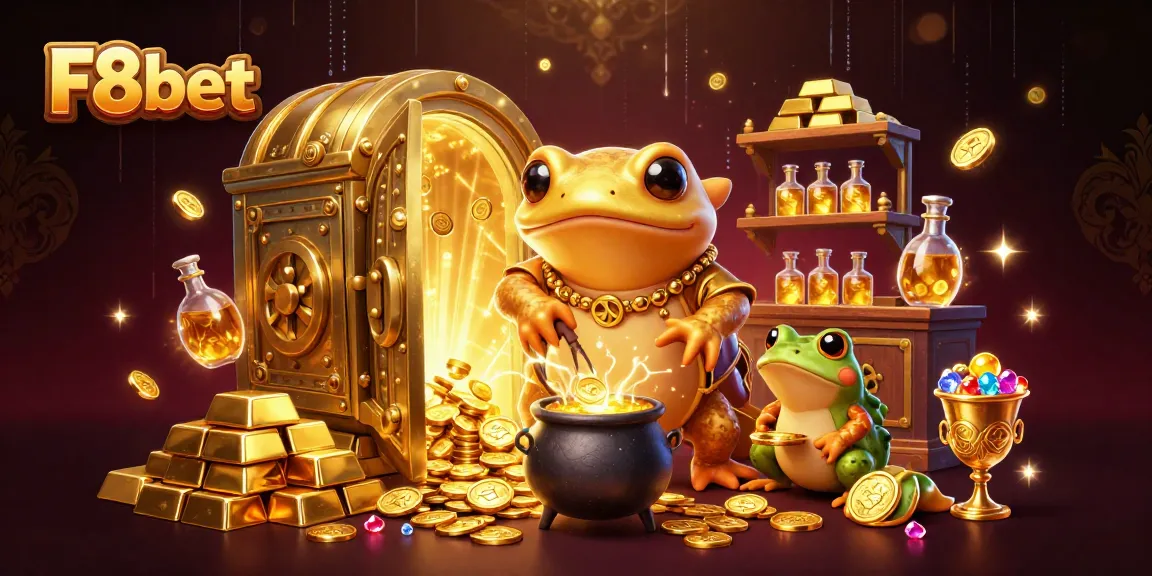 Join the excitement of F8bet as the golden salamander alchemist crafts wealth in a vibrant casino scene.