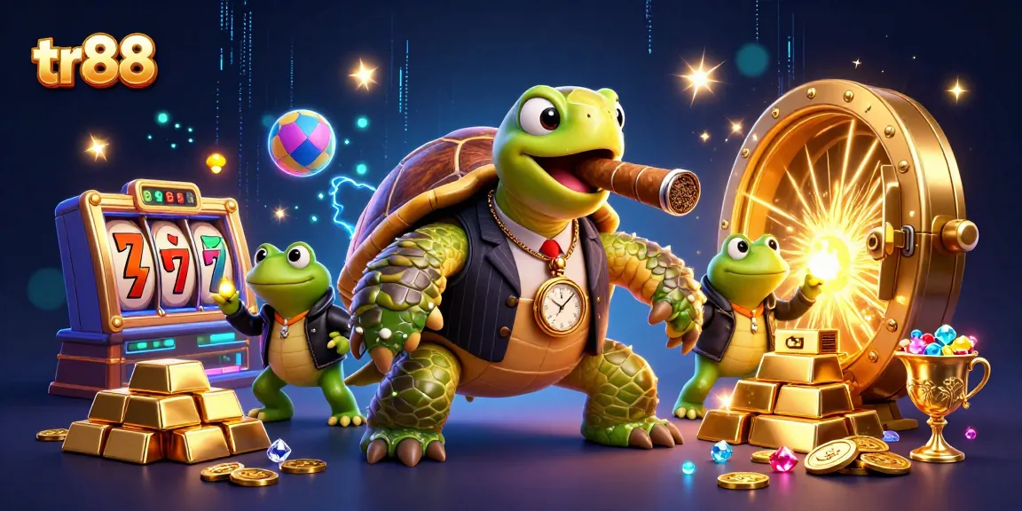 Engage with tr88's vibrant casino scene featuring a snapping turtle mobster and dynamic gaming elements.